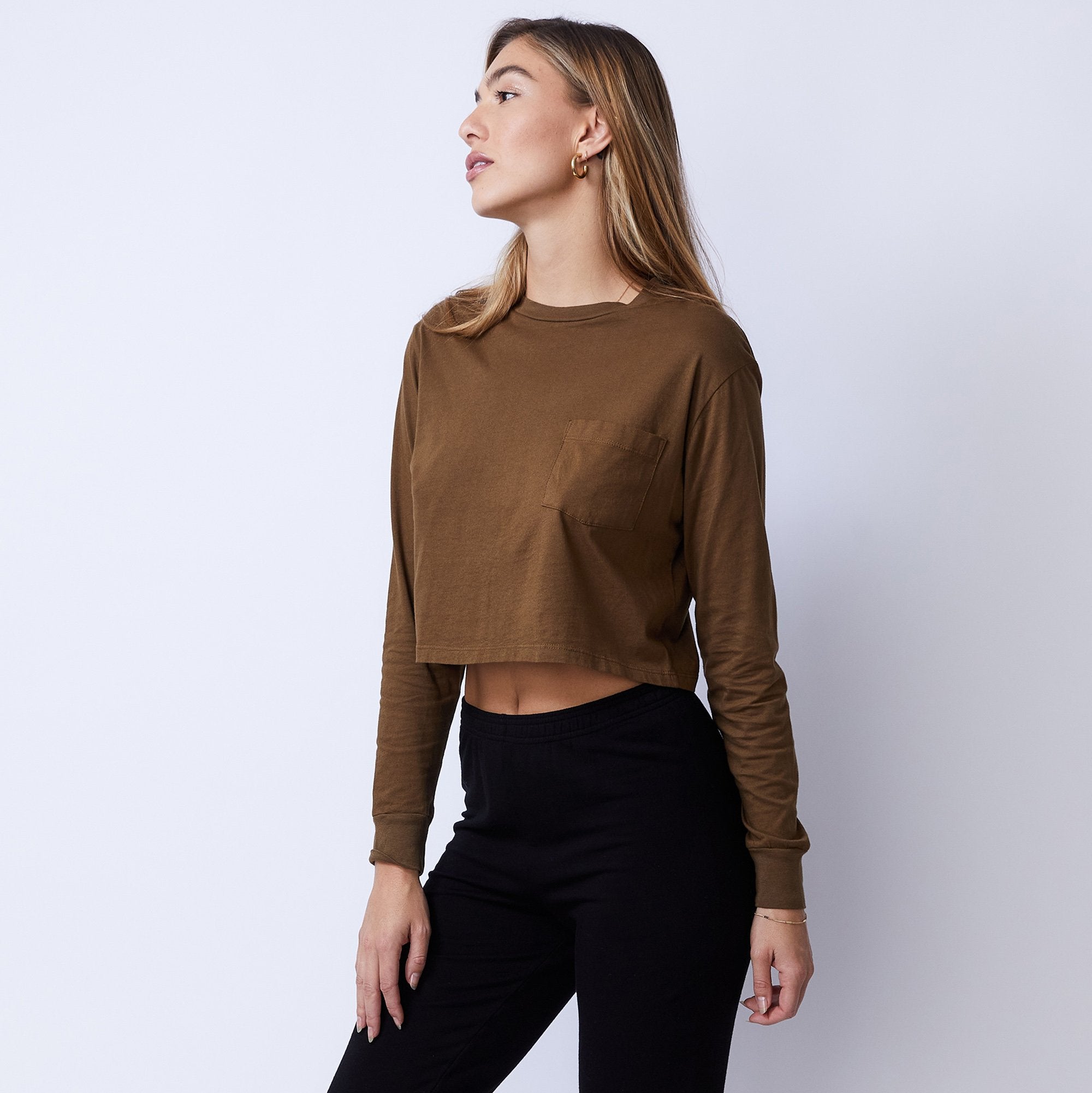 Cropped Long Sleeve Ex-Boyfriend Pocket Crew (4953629687910)