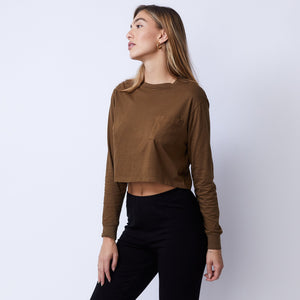 Cropped Long Sleeve Ex-Boyfriend Pocket Crew (4953629687910)