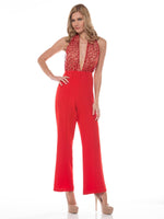 LACE HALTER NECK JUMPSUIT