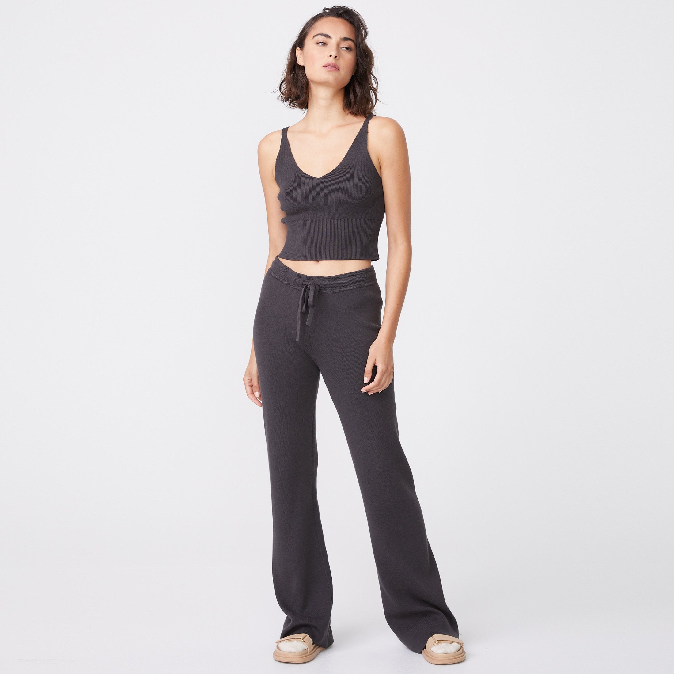 Rib Lounge Wide Leg Sweats (6592637272246)