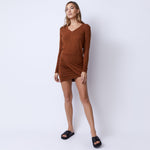 Supersoft Long Sleeve Overlap Shirred Dress (4960548585574)