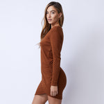 Supersoft Long Sleeve Overlap Shirred Dress (4960548585574)