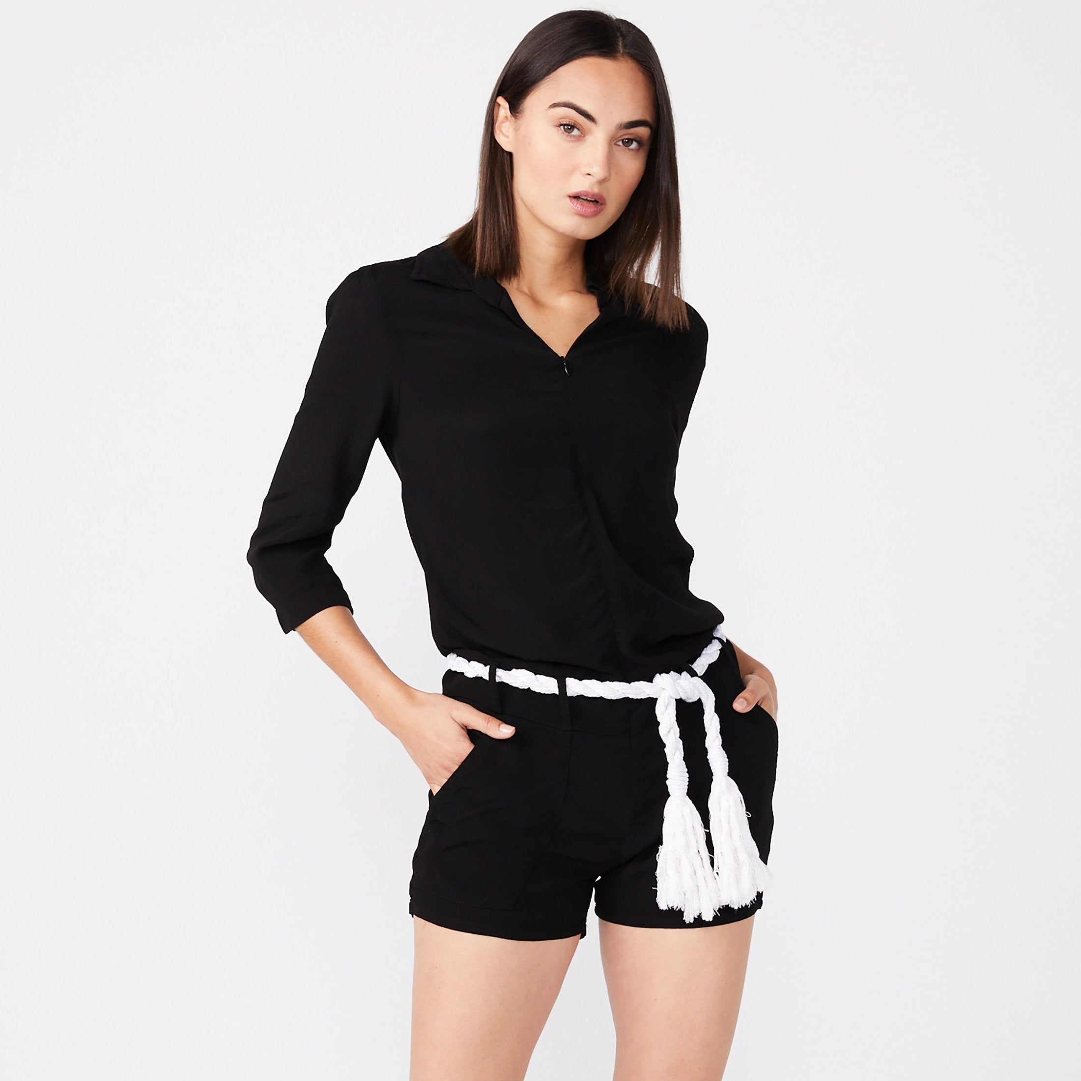 Crepe Zip Romper (6592534249654)