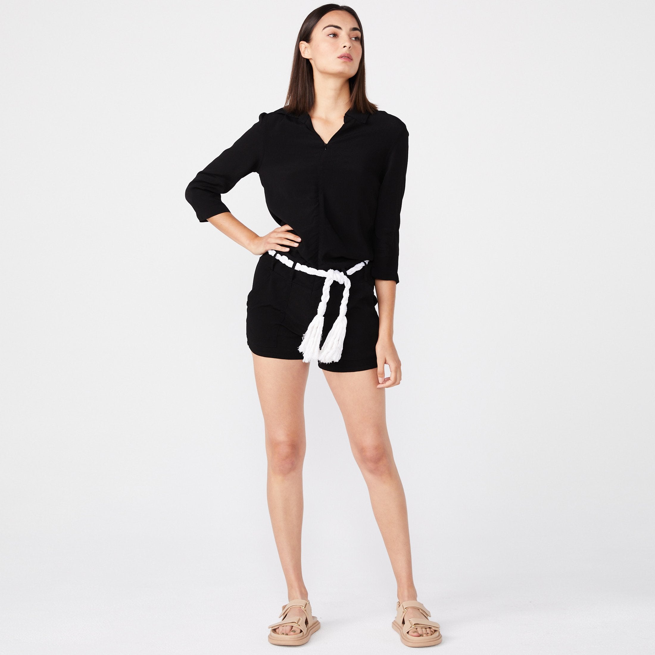 Crepe Zip Romper (6592534249654)