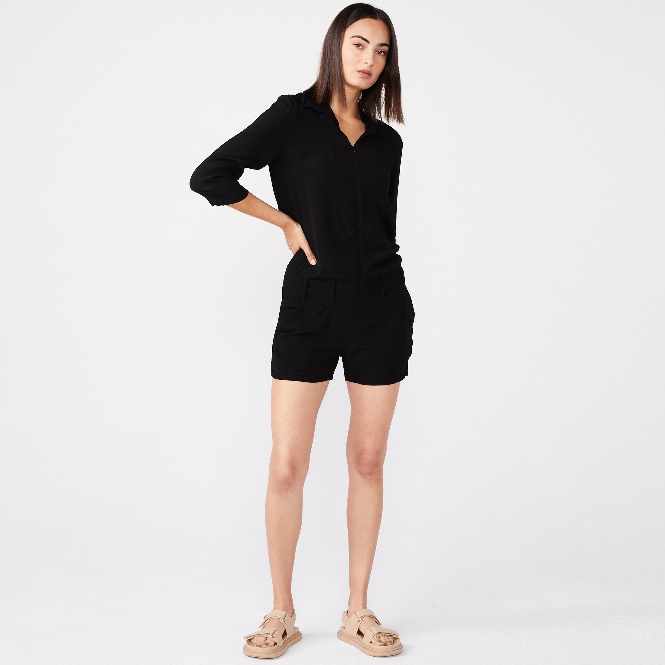 Crepe Zip Romper (6592534249654)