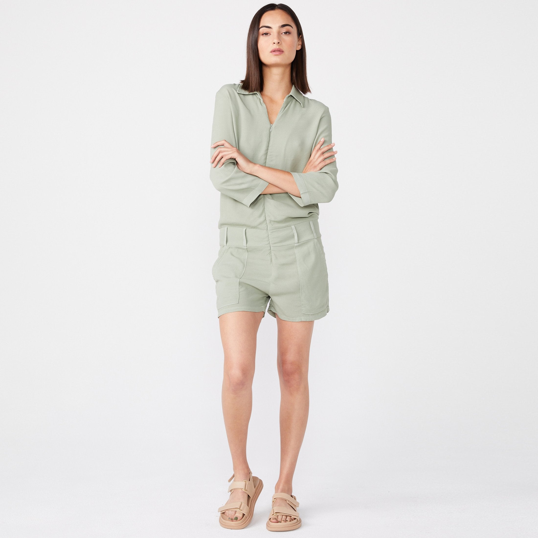 Crepe Zip Romper (6592534282422)