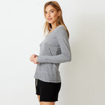 Textured Tri-Blend Long Sleeve Relaxed V-Neck Tee (679692632091)