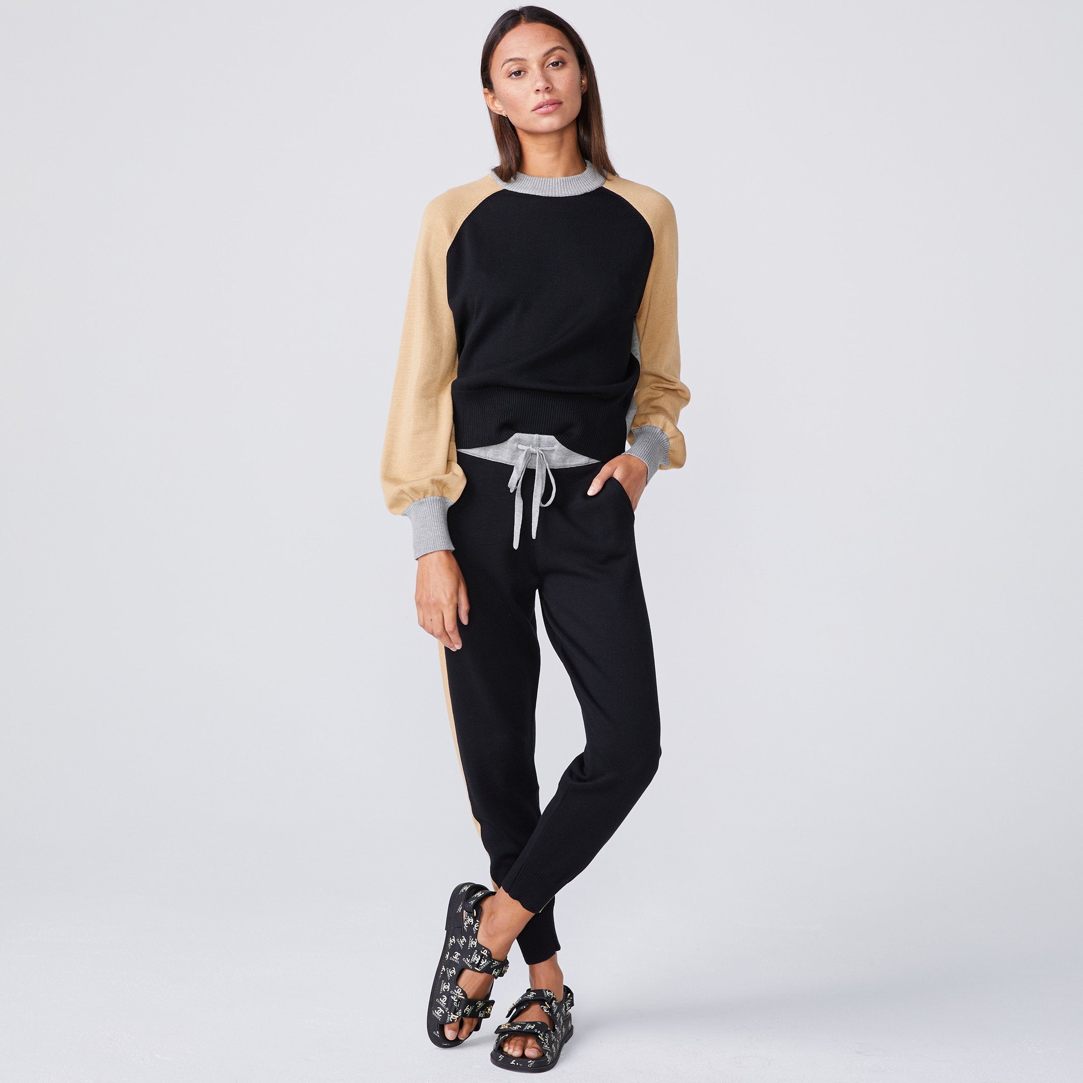 Color Block Mock Neck Sweatshirt (4922460176486)