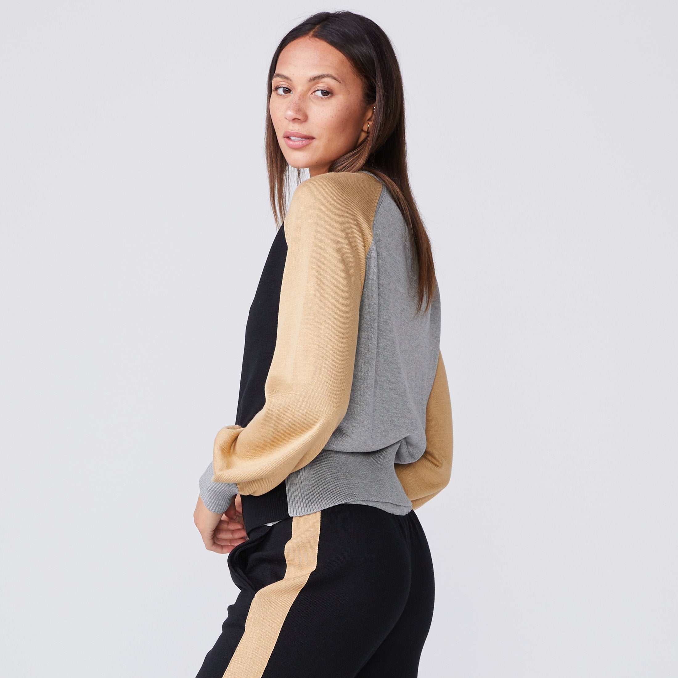 Color Block Mock Neck Sweatshirt (4922460176486)