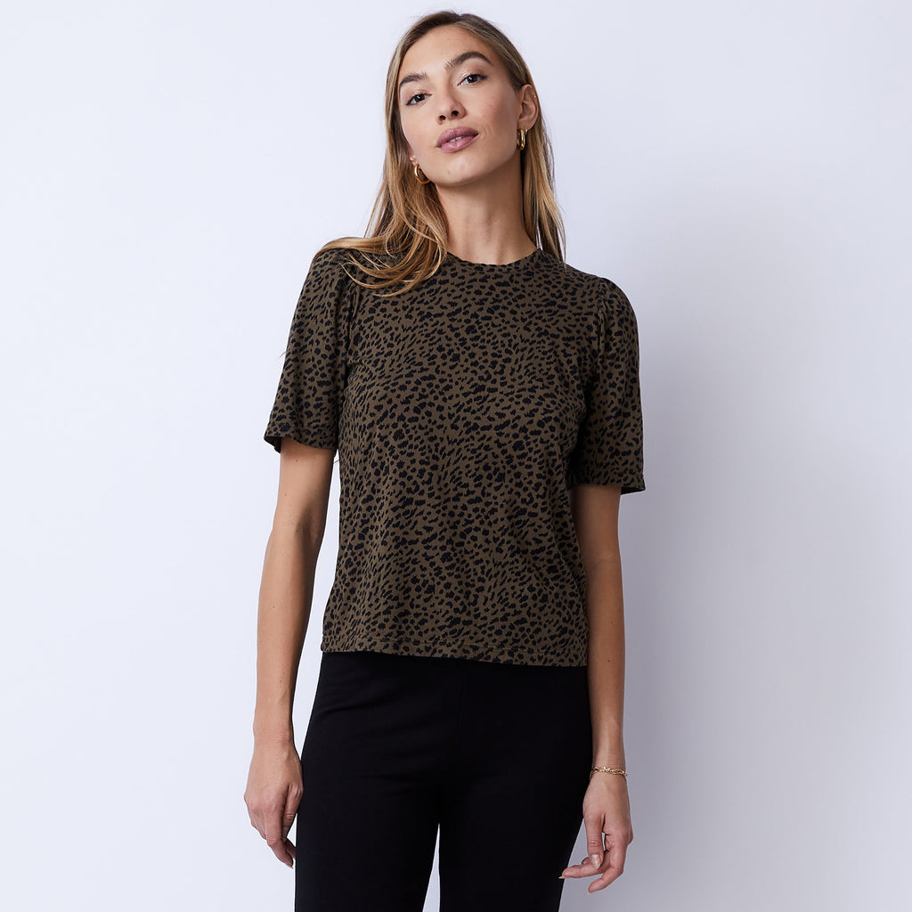 Mini Leopard Puff Sleeve Top (4960547340390)