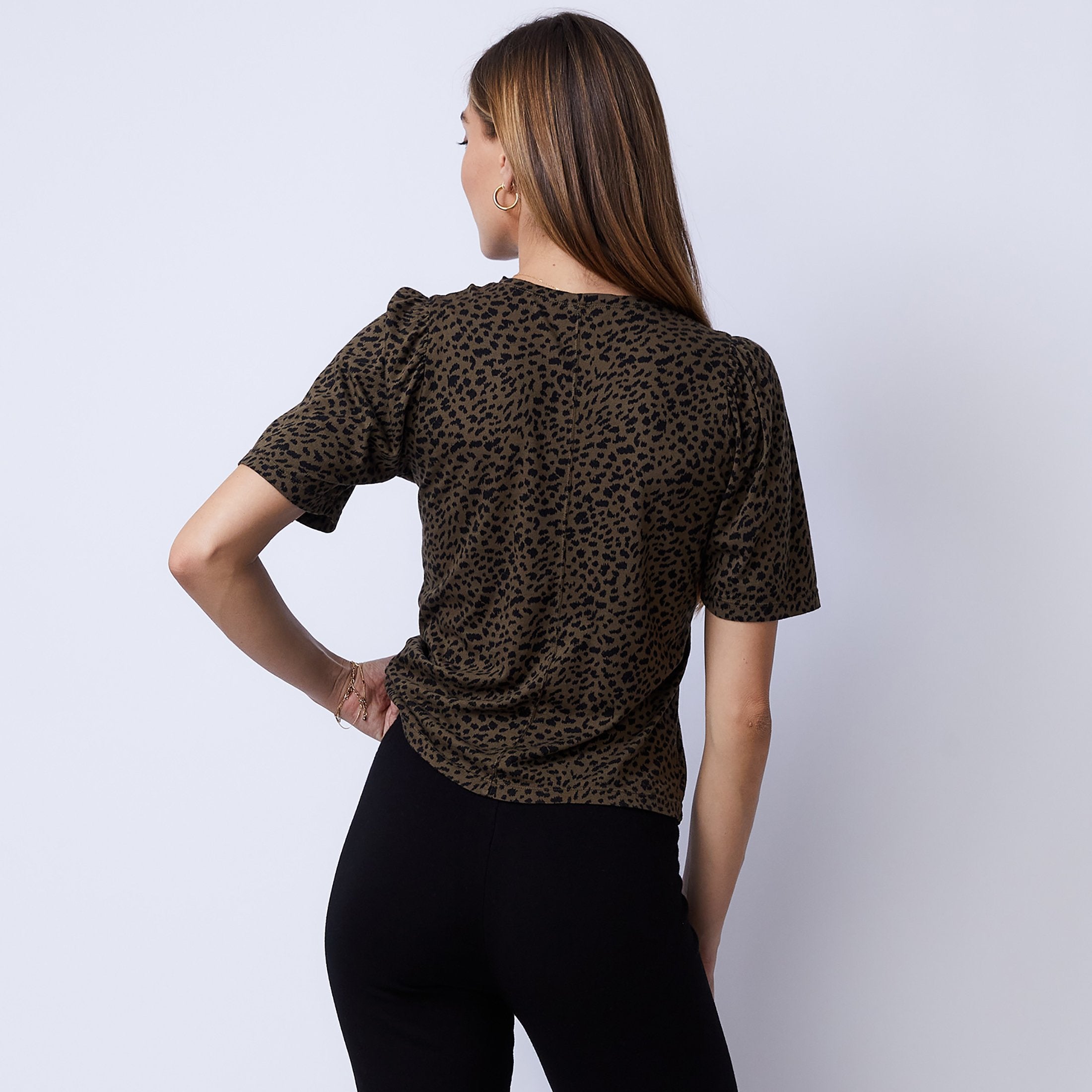 Mini Leopard Puff Sleeve Top (4960547340390)