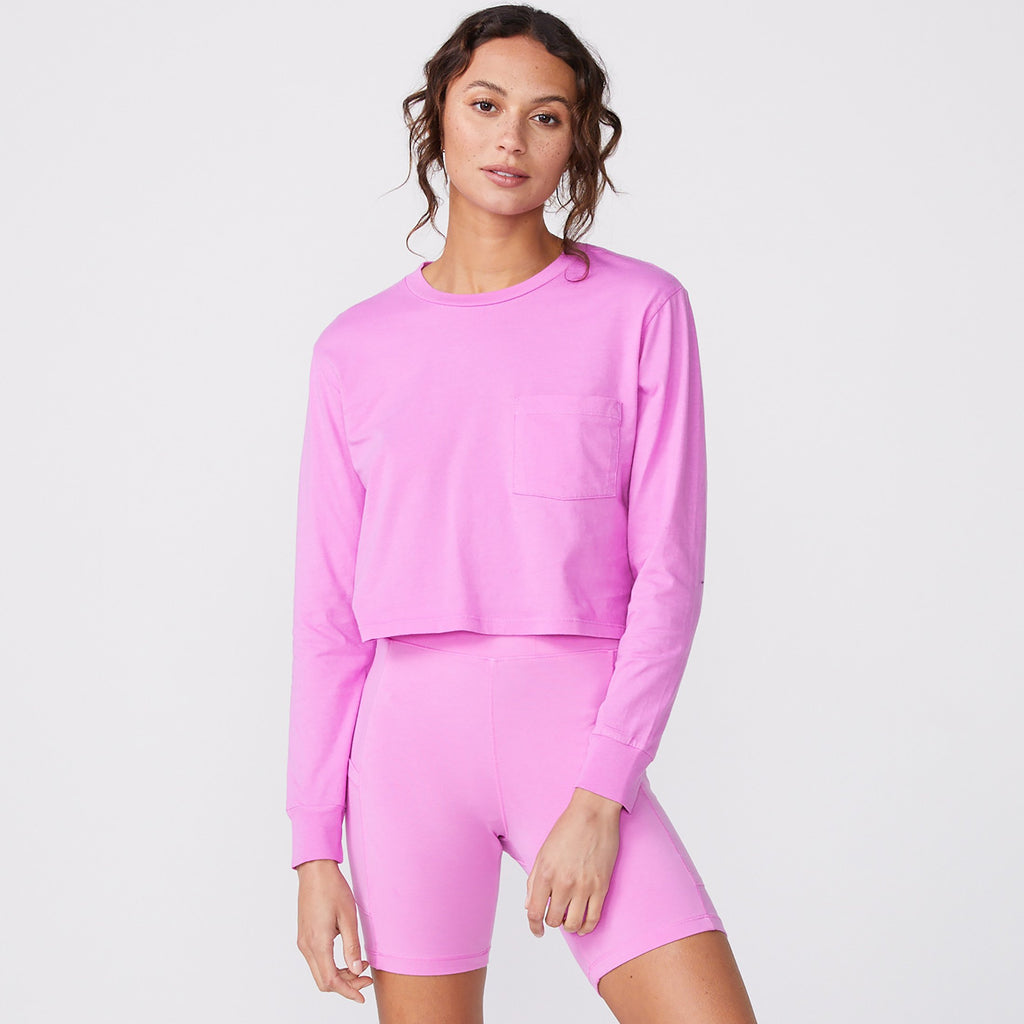 Cropped Long Sleeve Ex-Boyfriend Pocket Crew (6147255206070)