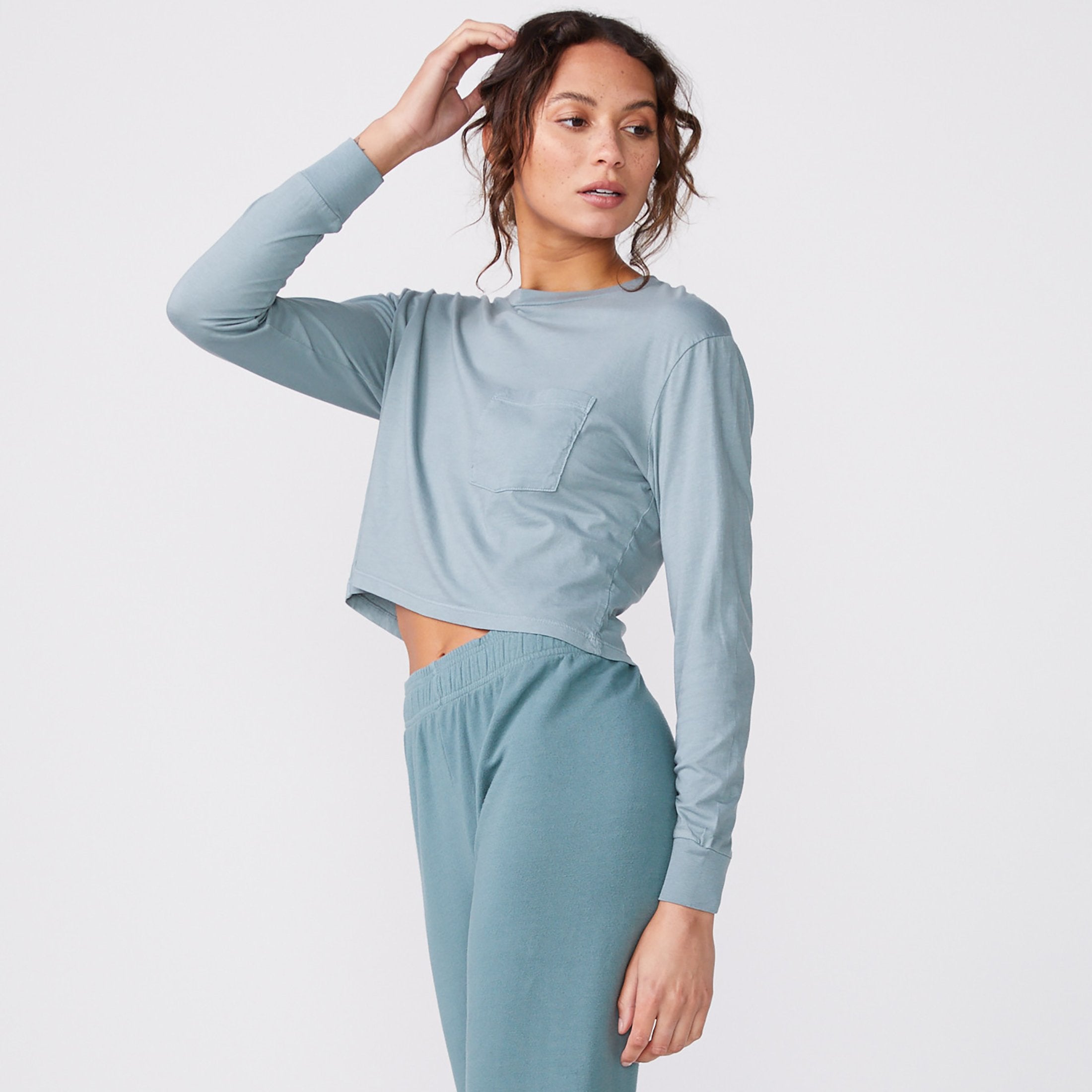 Cropped Long Sleeve Ex-Boyfriend Pocket Crew (6147255271606)