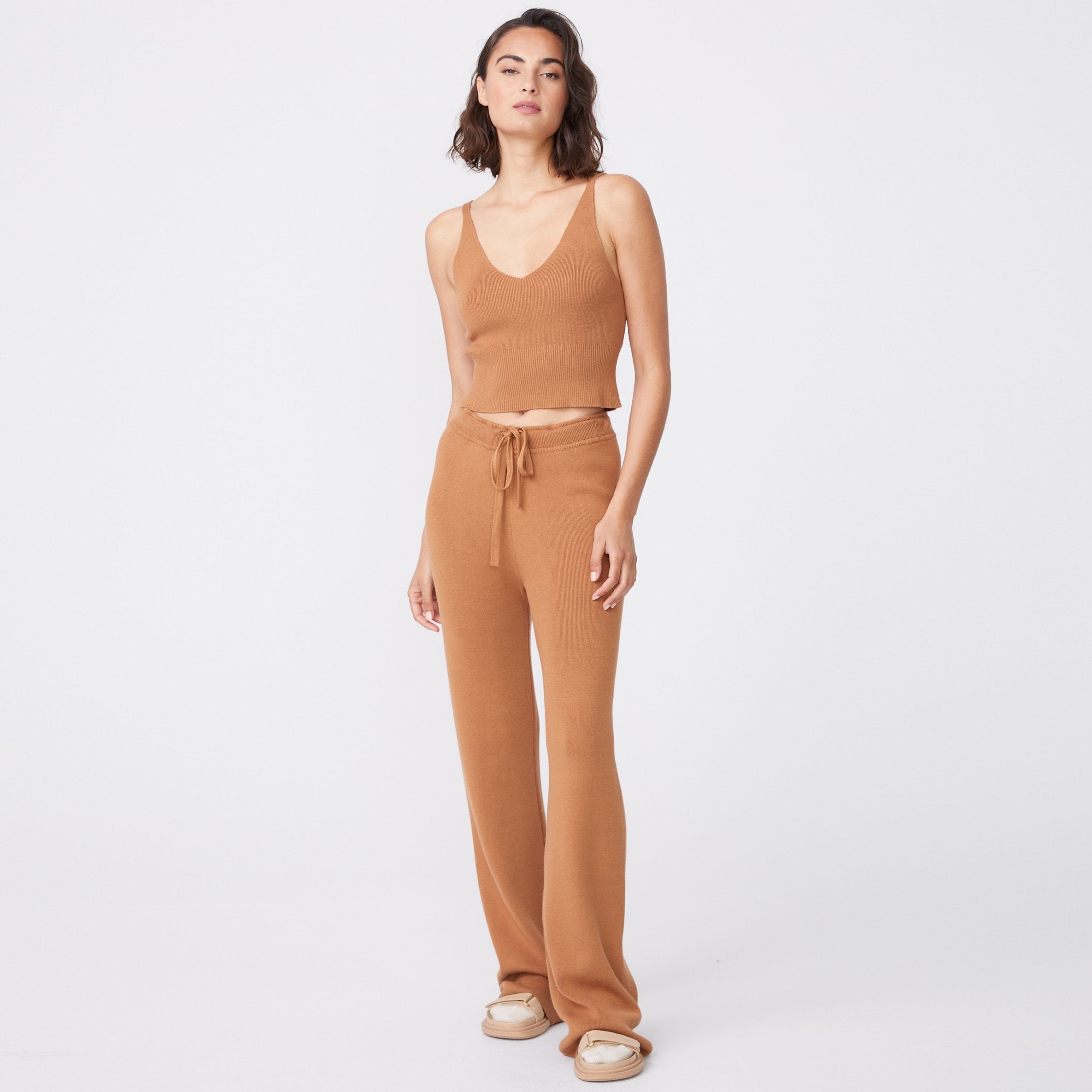 Rib Wide Leg Sweats (6592637239478)