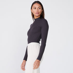 Rib Long Sleeve Mock Neck Bodysuit (6214111920310)