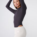 Rib Long Sleeve Mock Neck Bodysuit (6214111920310)