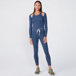 Cut Out Shoulder Long Sleeve Top (6551222878390)