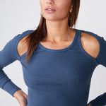 Cut Out Shoulder Long Sleeve Top (6551222878390)