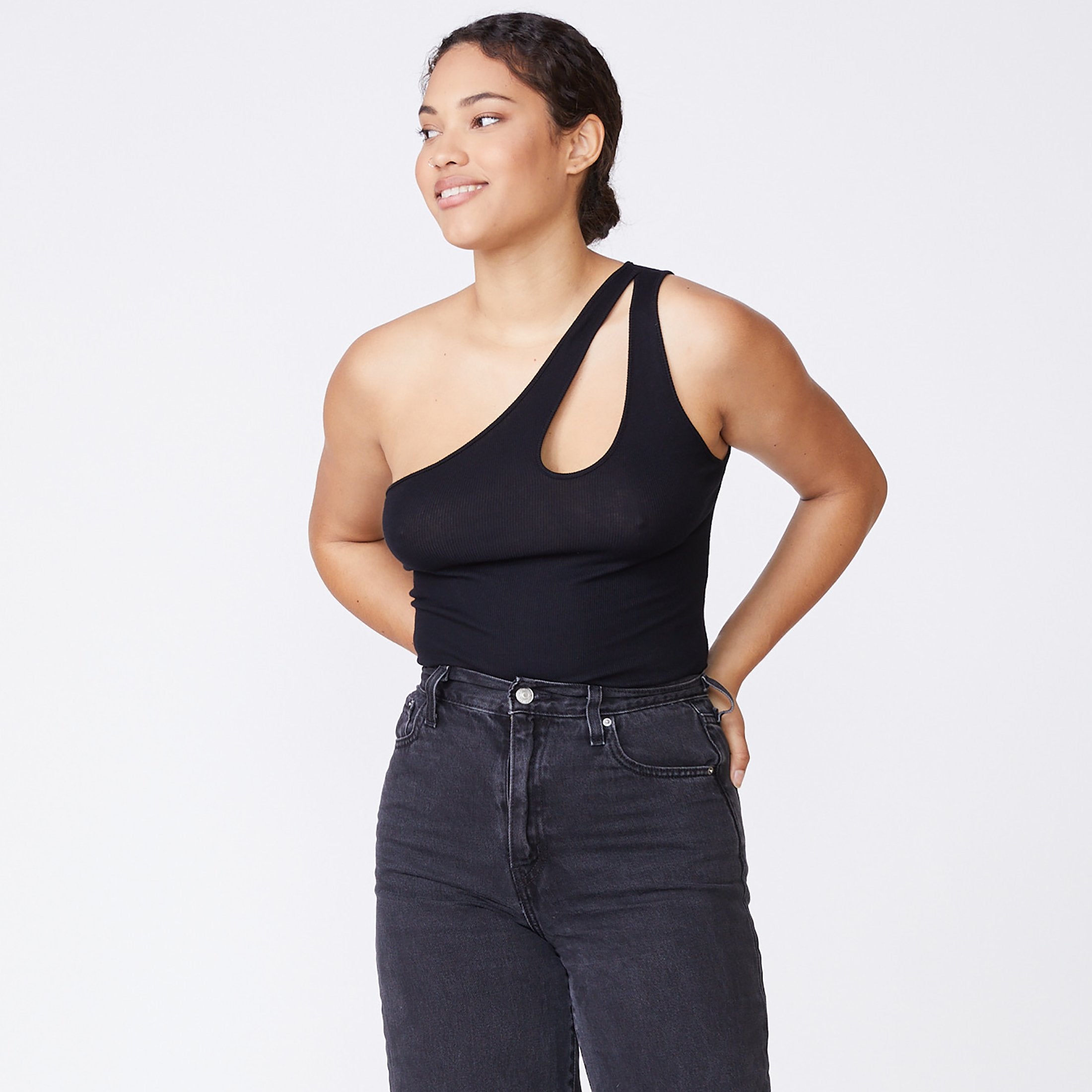 Cut Out One Shoulder Bodysuit (6643419447478)