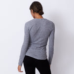 Textured Tri-Blend Fitted Long Sleeve V Neck Tee (9700940751)