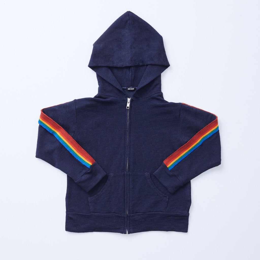 Kids Supersoft Rainbow Stripe Zip Up Hoody (1597310304358)