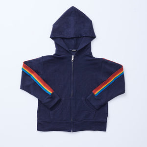 Kids Supersoft Rainbow Stripe Zip Up Hoody (1597310304358)