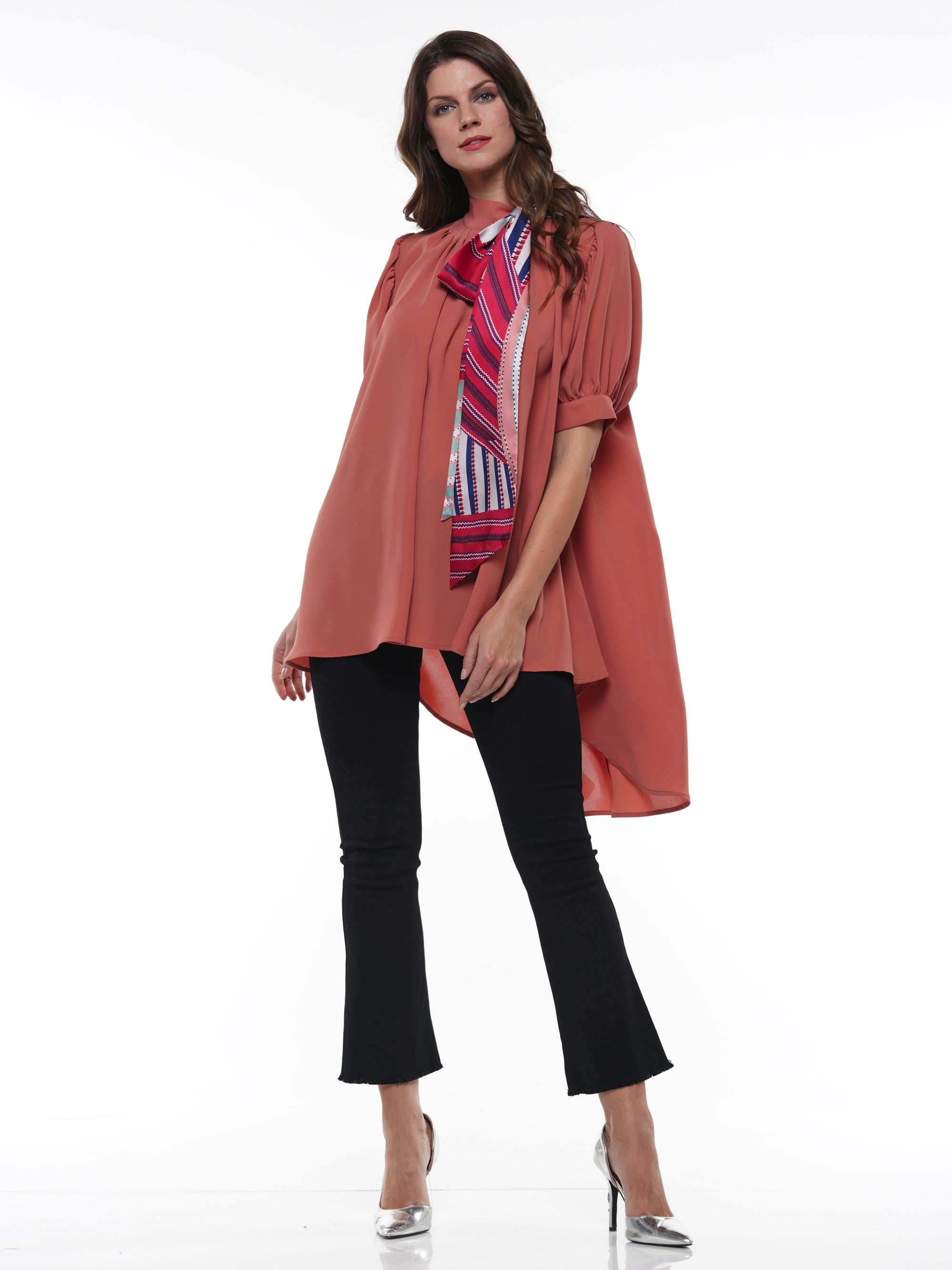 HILO HALF SLEEVED BLOUSE COMES WITH MATCHING SCARF