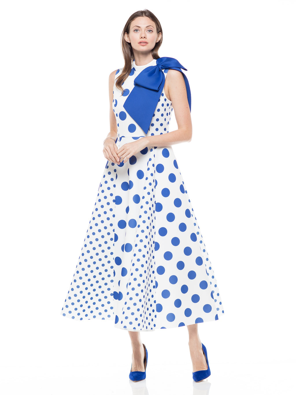 Scarf Fabric Dot Pattern Long DRESS